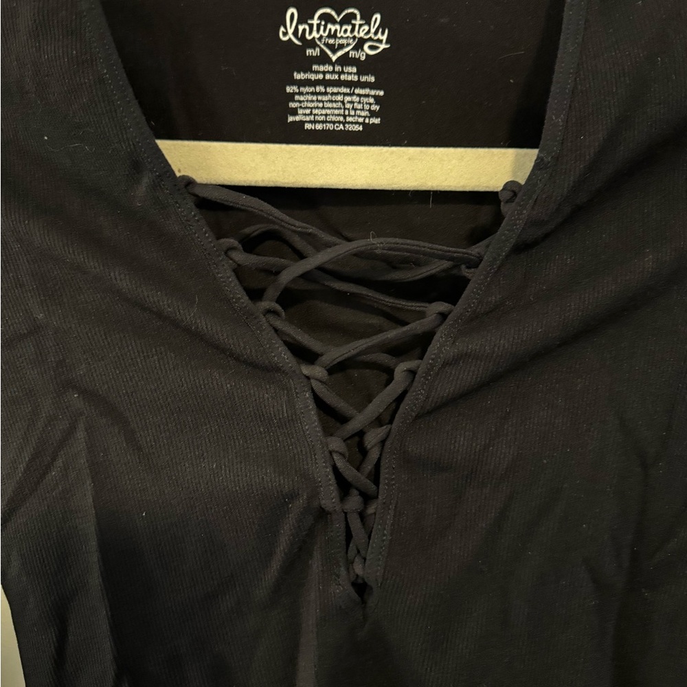 Free People intimately long sleeve lace up top